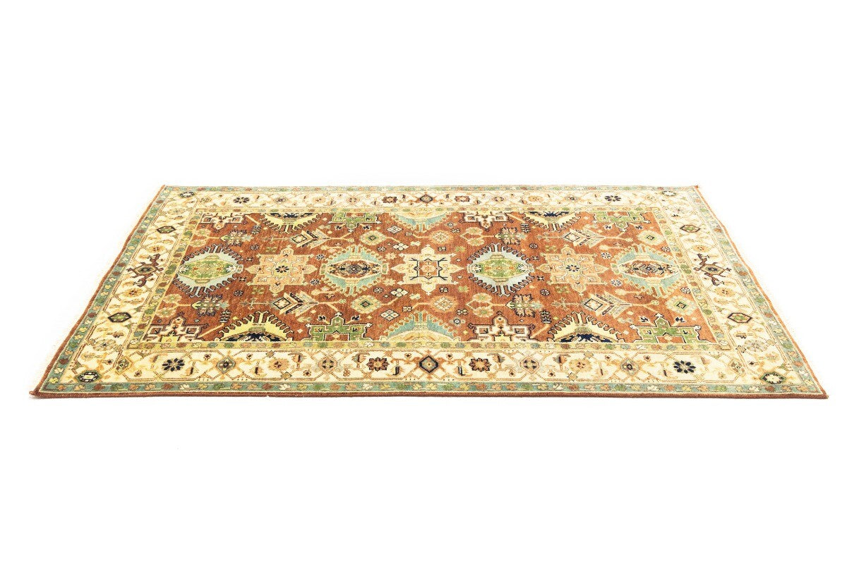 5X8 Ft Hand-Knotted Indo-Karajeh Tribal Geometric