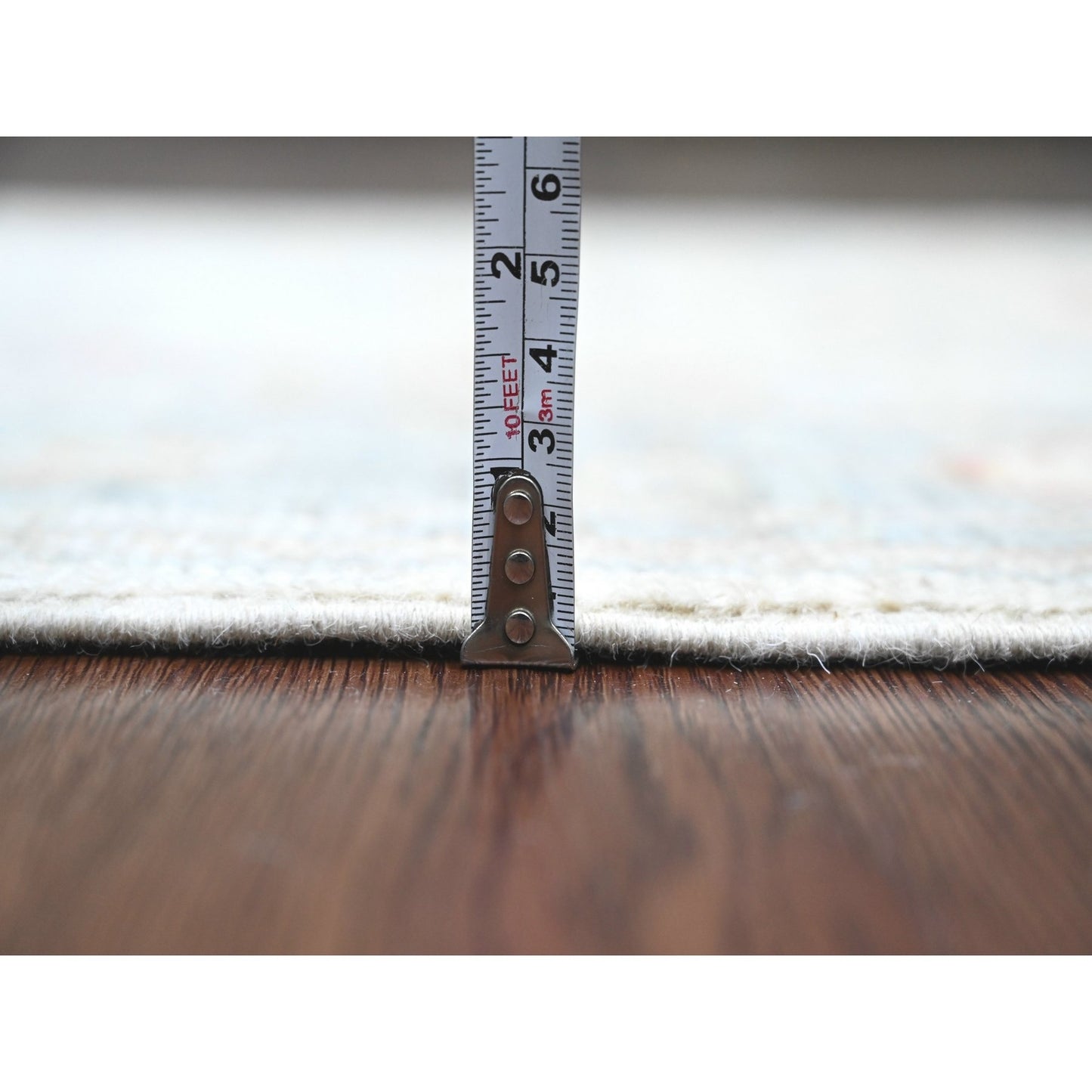 2'10"X15'9" White Hand Knotted Angora Oushak Leaf Design Wool Runner Rug