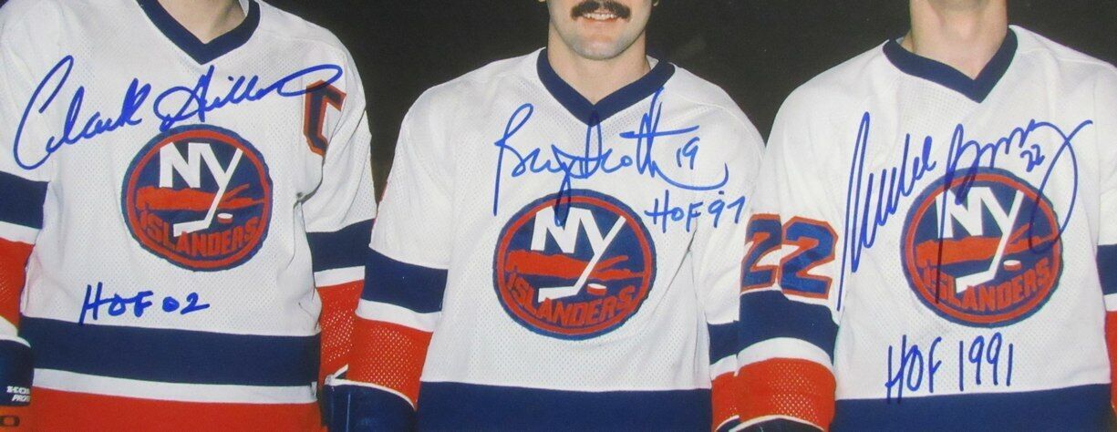 Gilles/Trottier/Bossy Hof Multi-Signed/Inscr