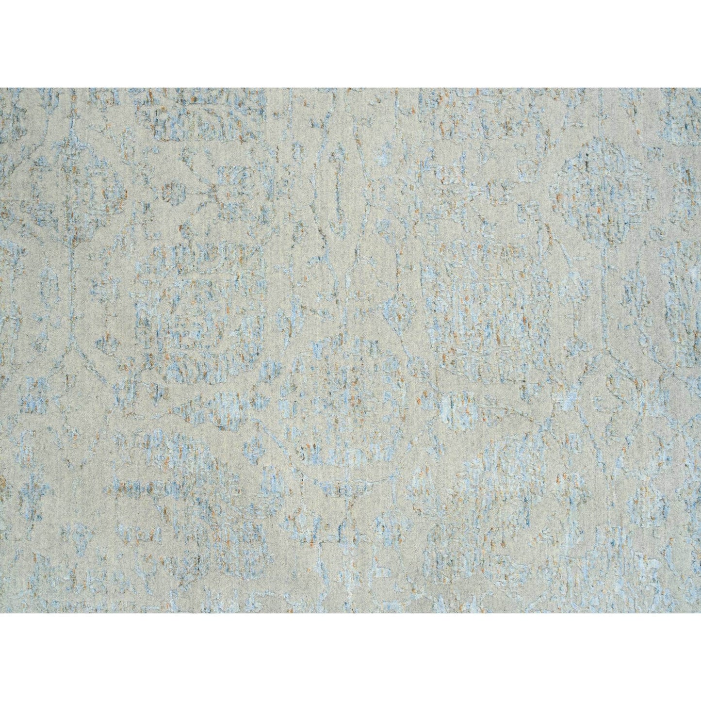 12'X17'10" Gray Jacquard Hand Loomed Tebraz Wool And Silk Oversized Rug
