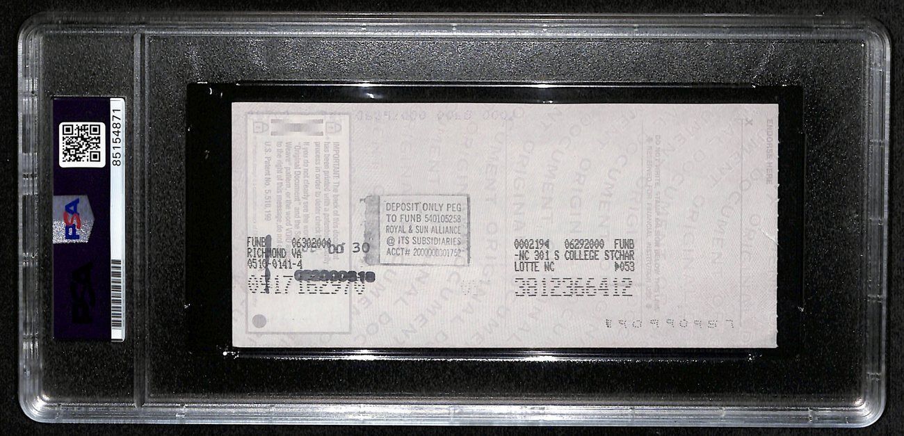 Johnny Unitas Hof Signed/Auto 2000 Bank Check