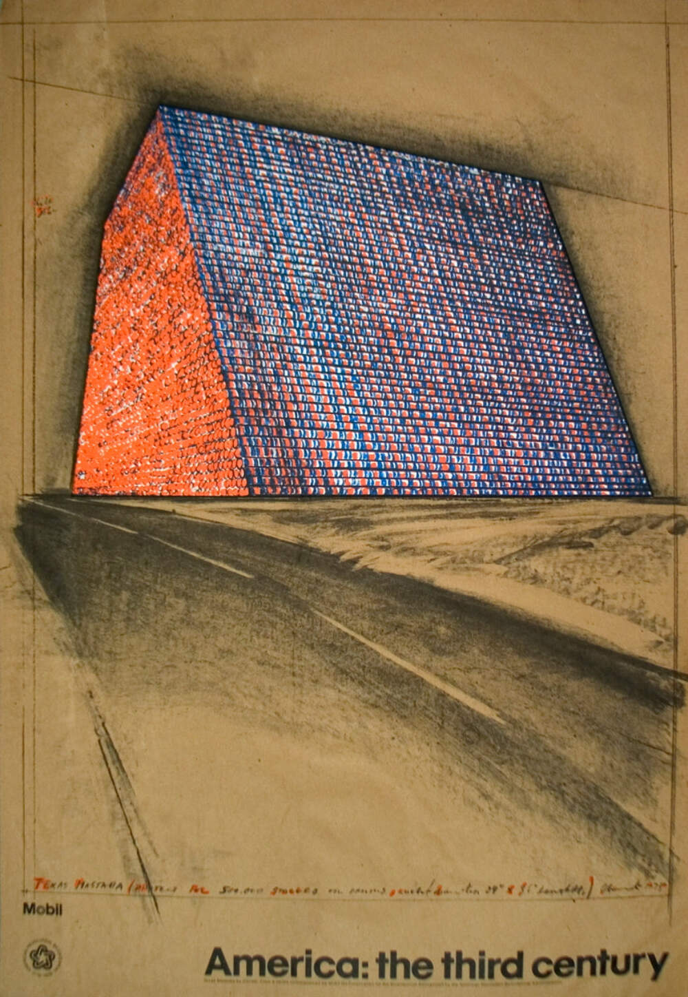 Javacheff Christo Wrapped Oil Barrels, Texas " Lithograph Contempor