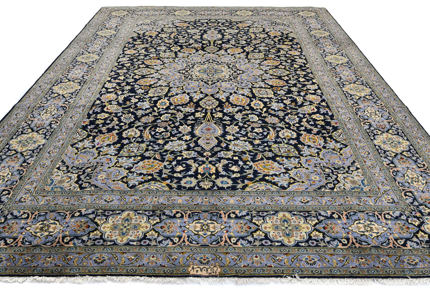 Handmade Oriental Rug Purple-Navy Medallion