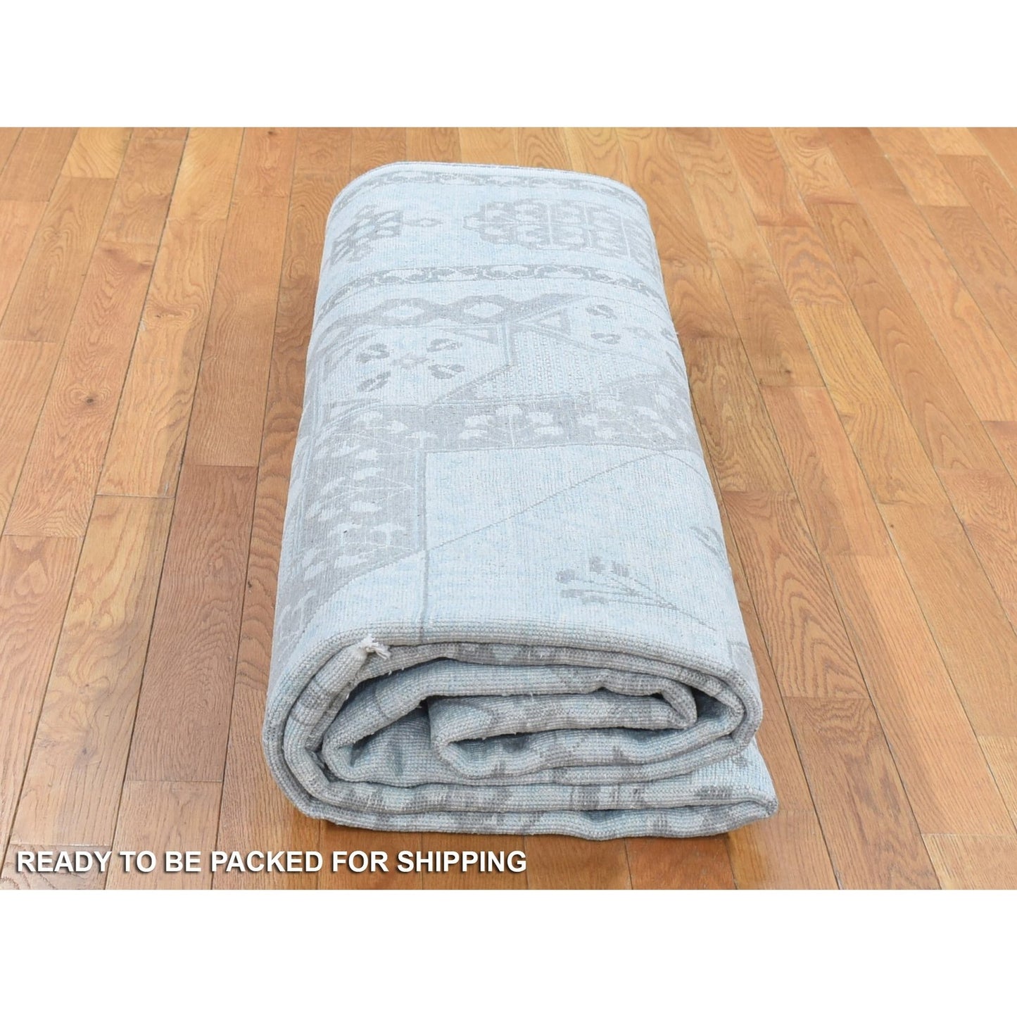 8'1"X10'5" Light Green Hand-Knotted Mamluk Design Pure Silk With Wool Rug