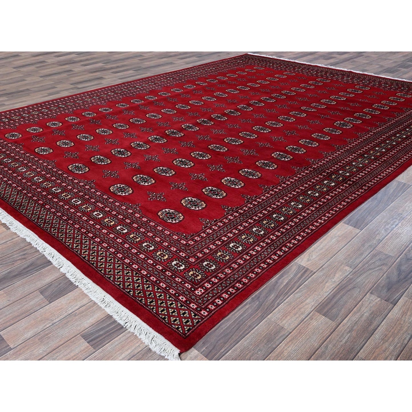 9'X12'6" Scarlet Red Princess Bokara Soft Wool Hand Knotted Rug