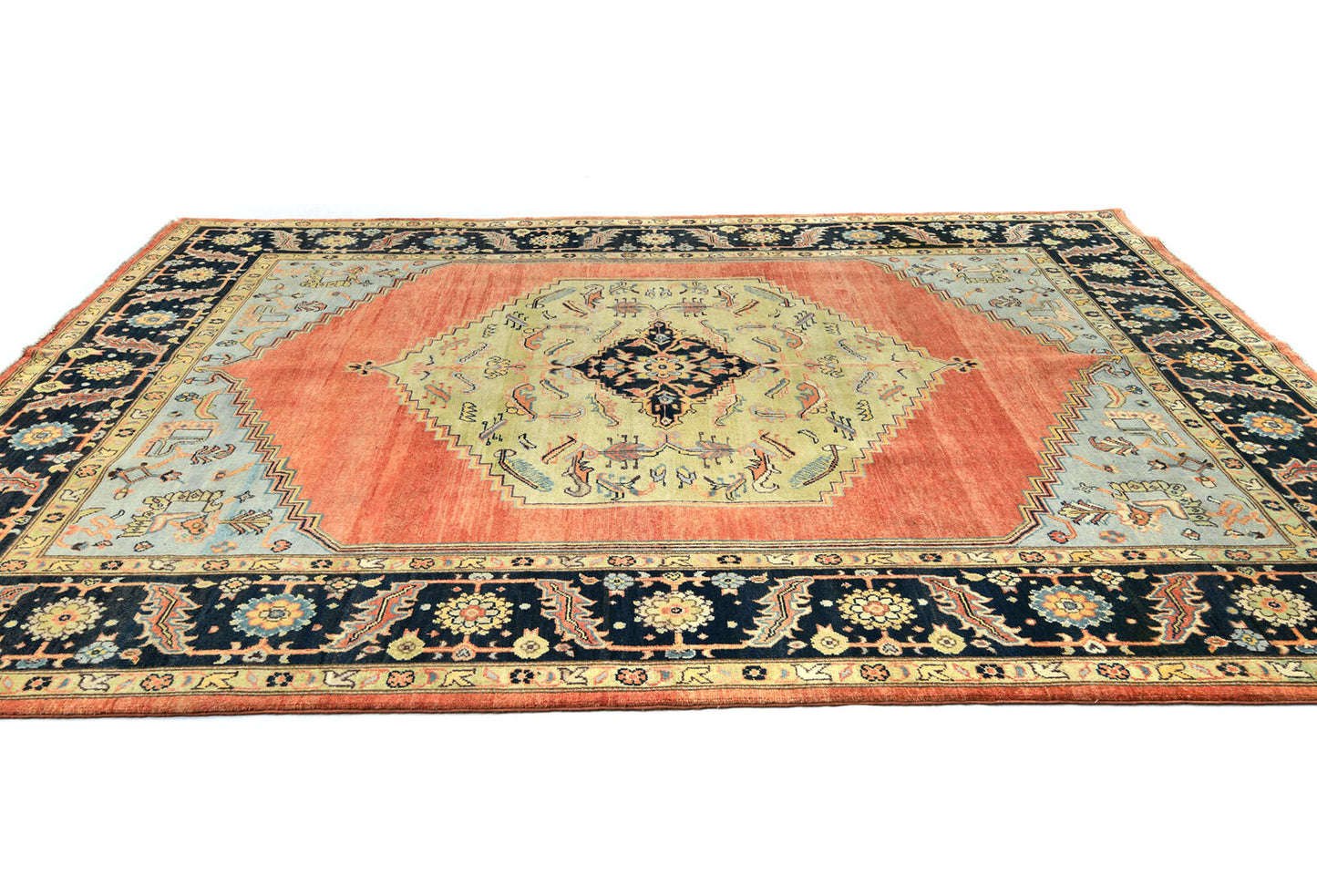 Tribal Geometric Heriz Serapi Oriental Rug Living
