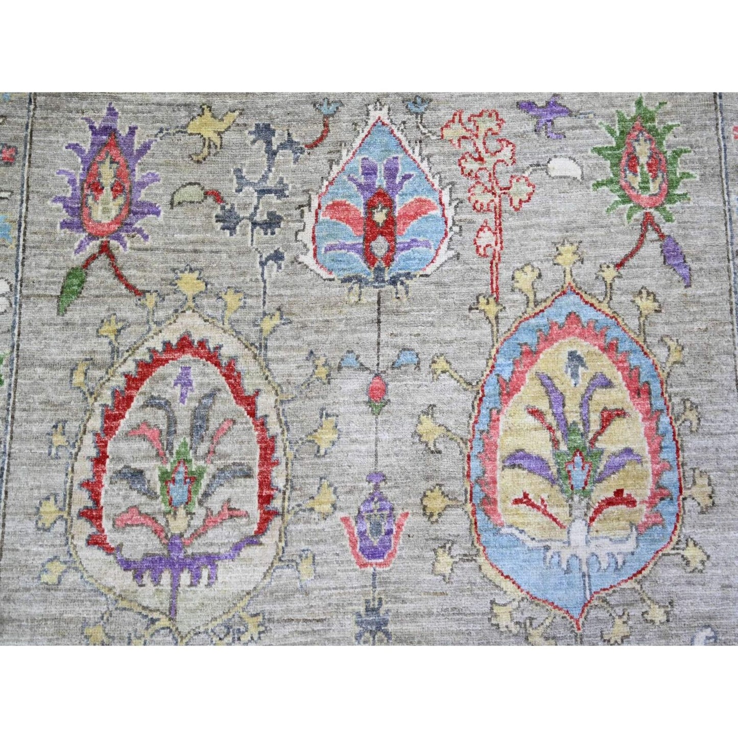 9'X12'2" Light Beige Soft Wool Hand Knotted Fine Peshawar Rug