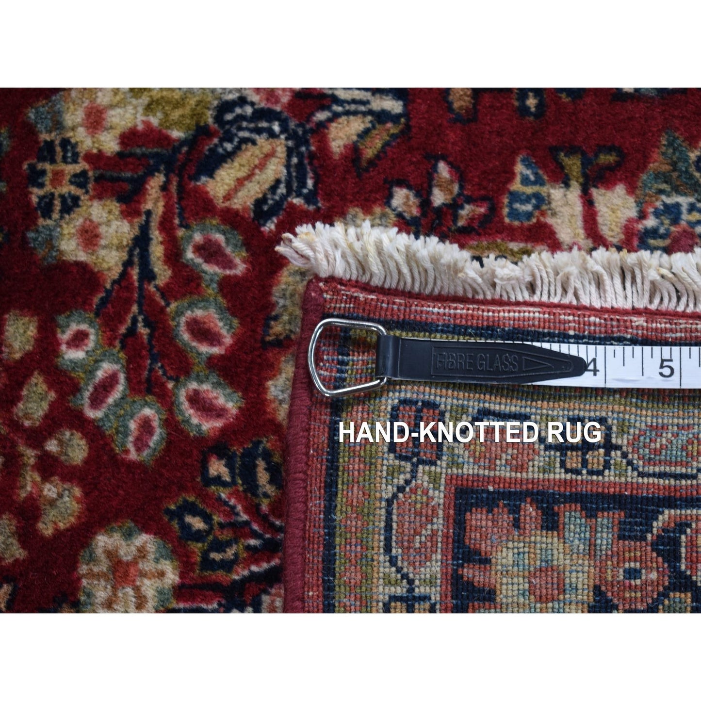 3'X3' Red Antique Zoroastrian Saroogh Pure Wool Hand Knotted Square Rug
