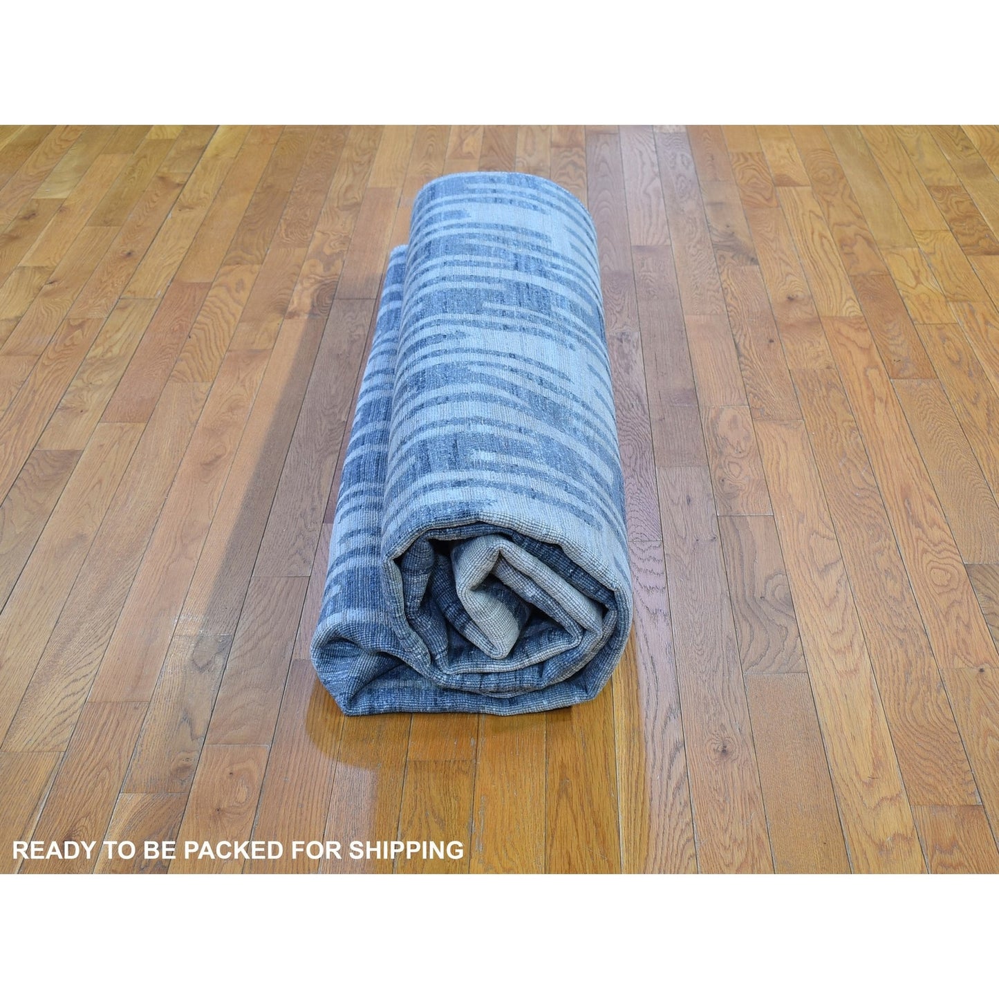 10'X10' Pure Silk And Textured Wool Square Zigzag With Graph Design Rug