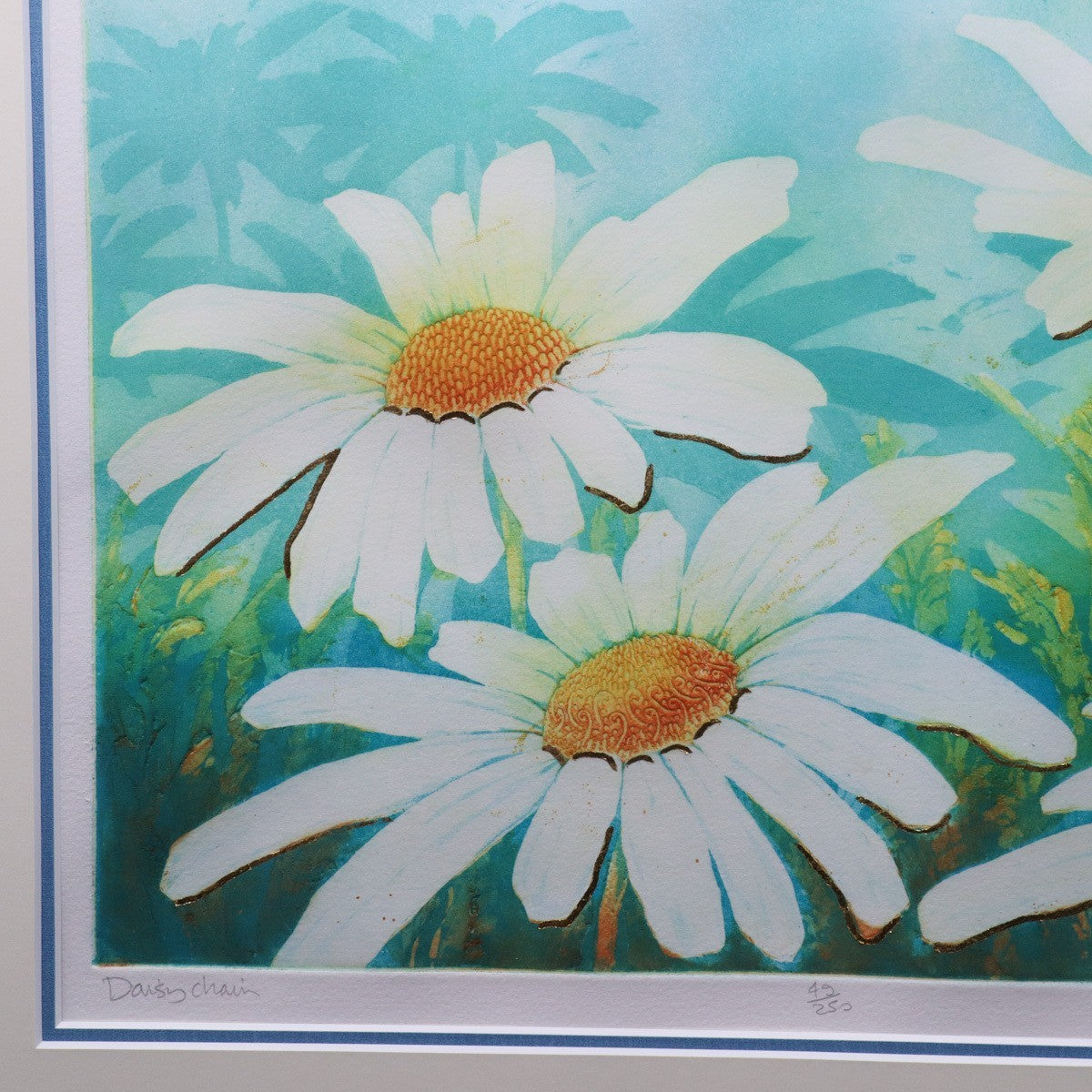 Mark Spain "Daisy Chain" Embossed Etching Hand Signed Ltd Ed 49/250 Framed Art