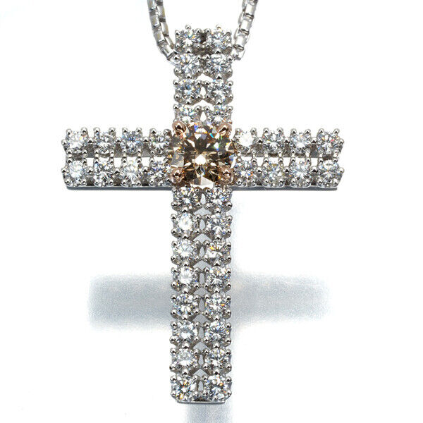 Kashikey Necklace Cross Diamond 0.52Ct/1.00Ct 900 Platinum/18K Rg/Wg