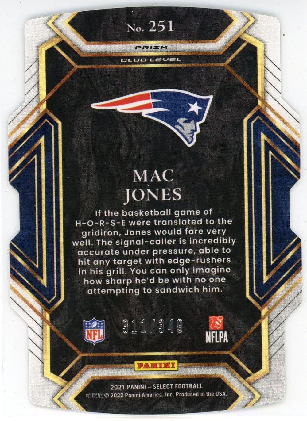 Mac Jones 2021 Panini Select Green Prizm Die Cut Rookie Card #251