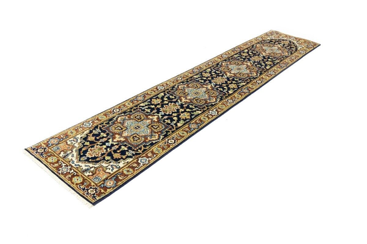 Handmade Heriz Serapi Runner Rug Geometric