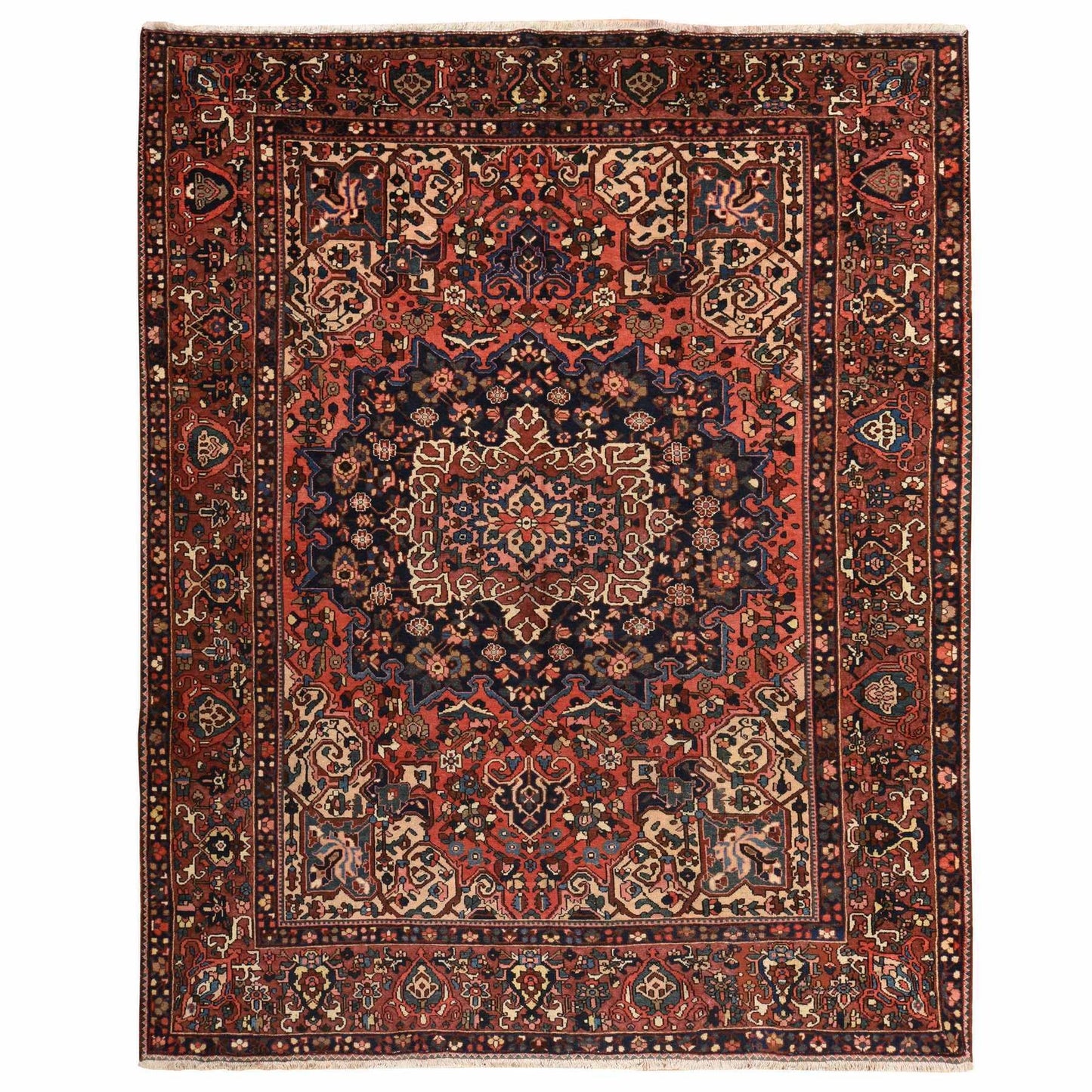 10'X12'4" Red Semi Antique Zoroastrian Bakhtiarjoon Wool Hand Knotted Rug
