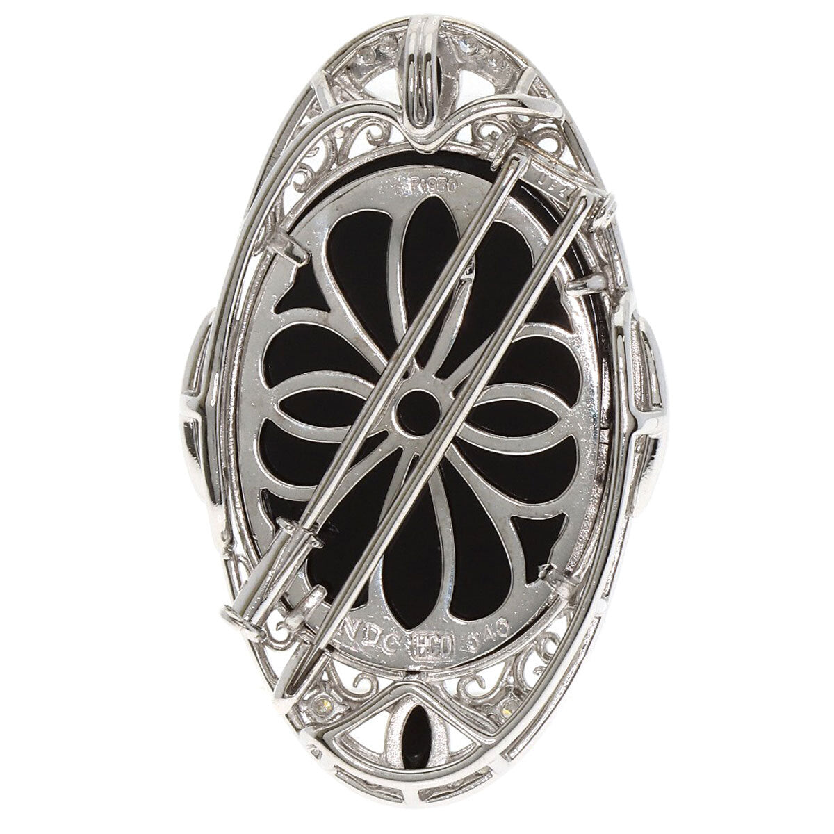 0.4Ct Agate Cameo Diamond Brooch Platinum Pt950
