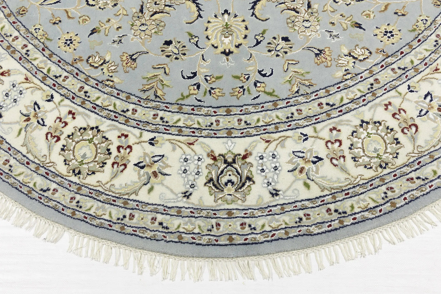 Hand-Knotted Traditional Indo-Nain Floral Round