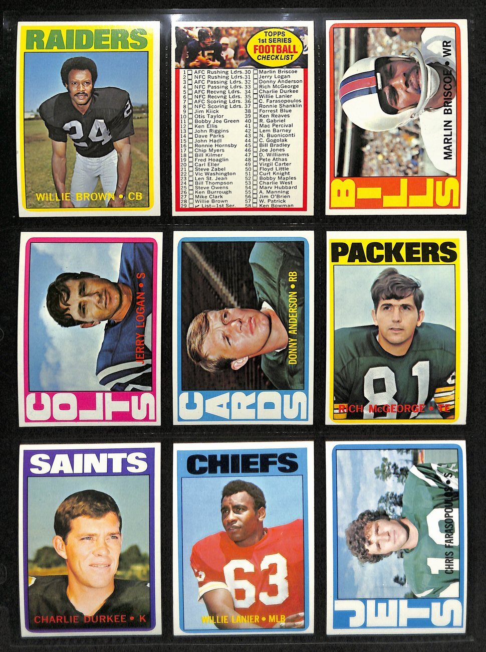 1972 Topps Football Complete Low Number Set (263)