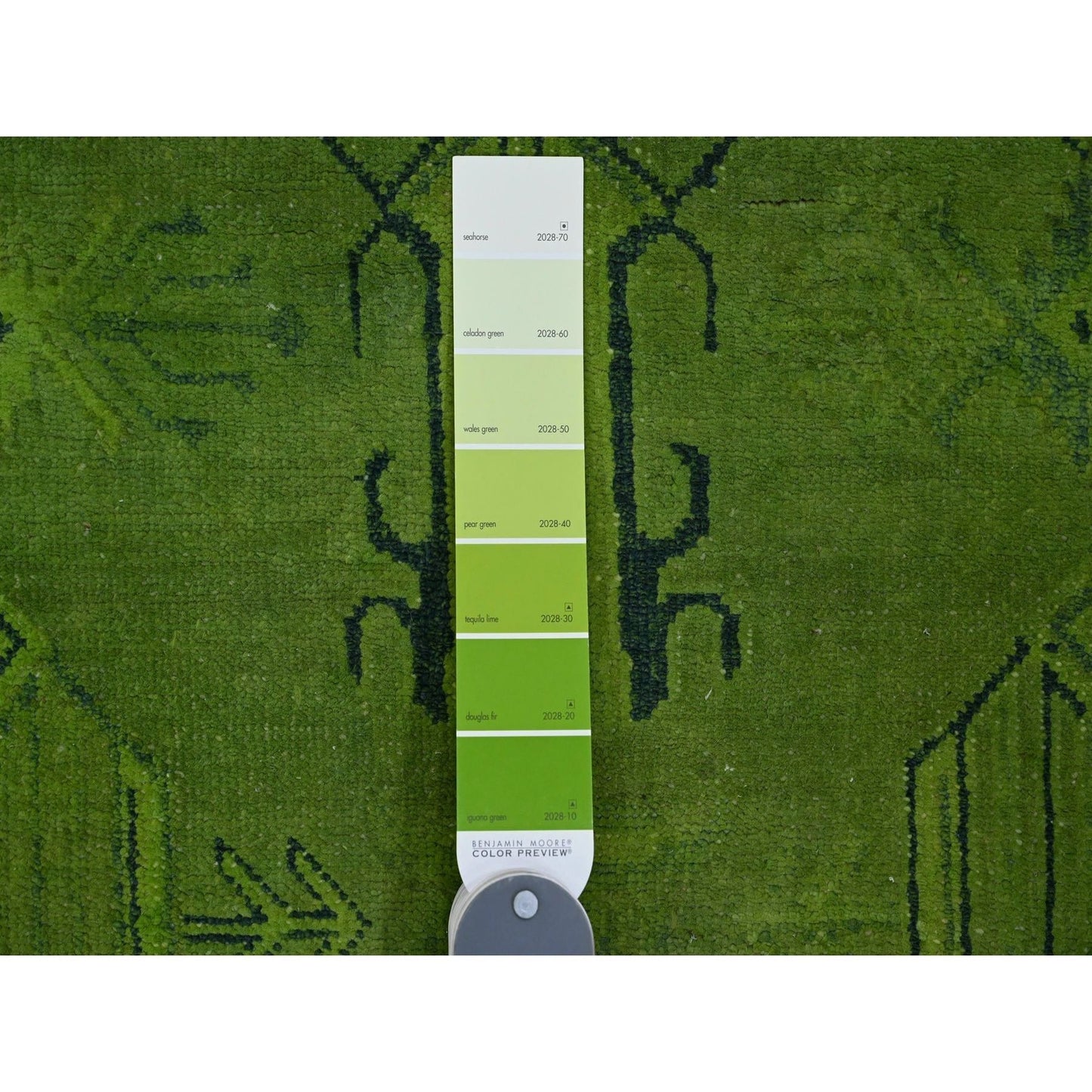 8'X9'6" Green Overdyed Kazak Geometric Pattern Hand Knotted 100% Wool Rug