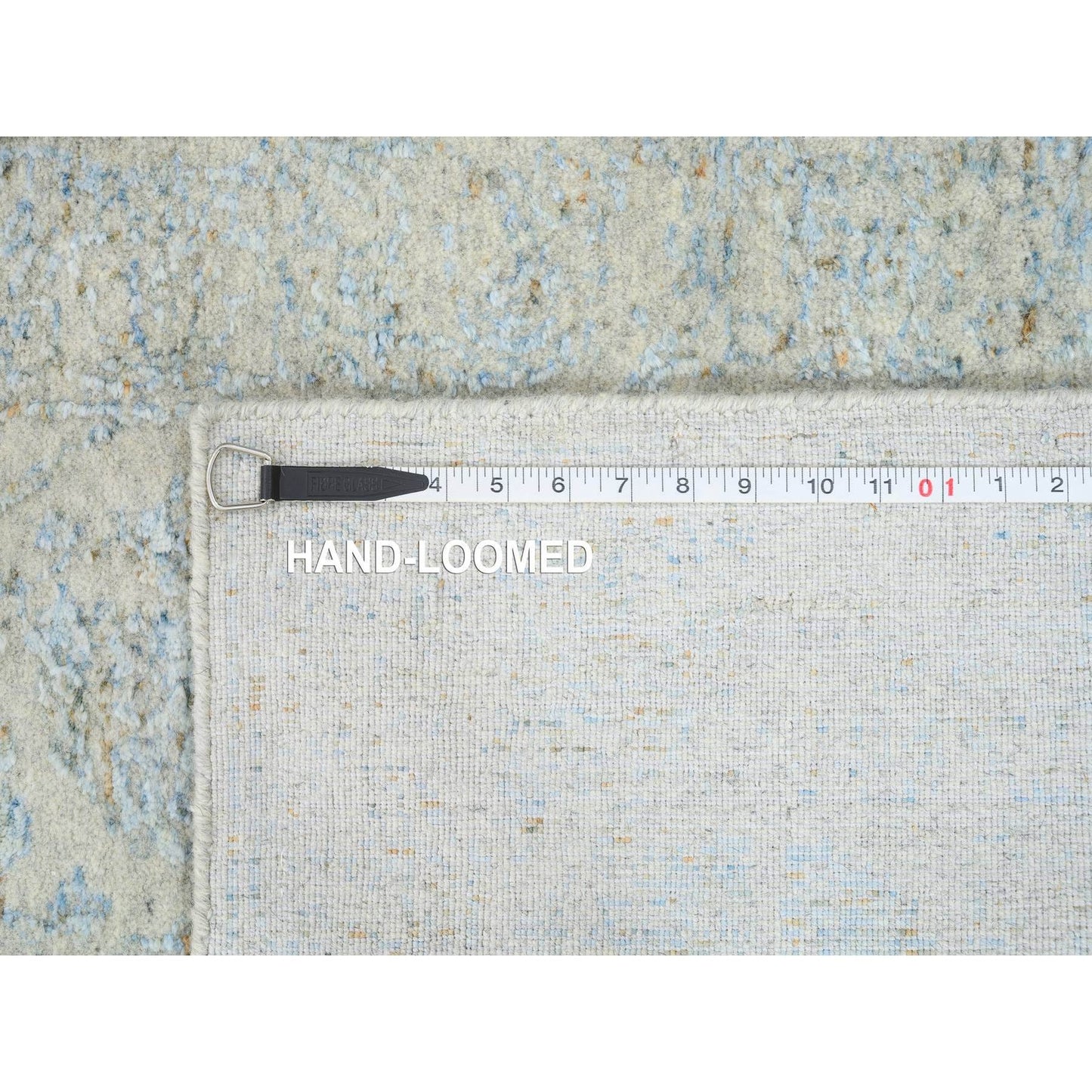 2'7"X12' Gray Tebraz Wool And Silk Jacquard Hand Loomed Runner Rug