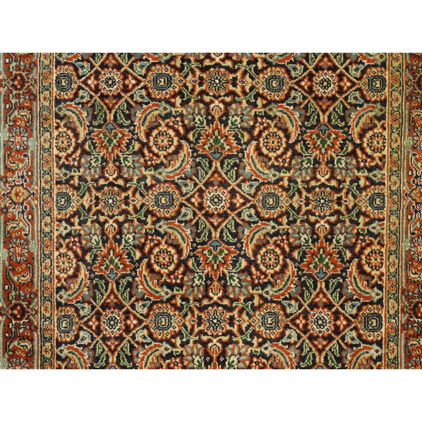 3'1"X5'2" Black Herati Hand Knotted 250 Kpsi New Zealand Wool Rug