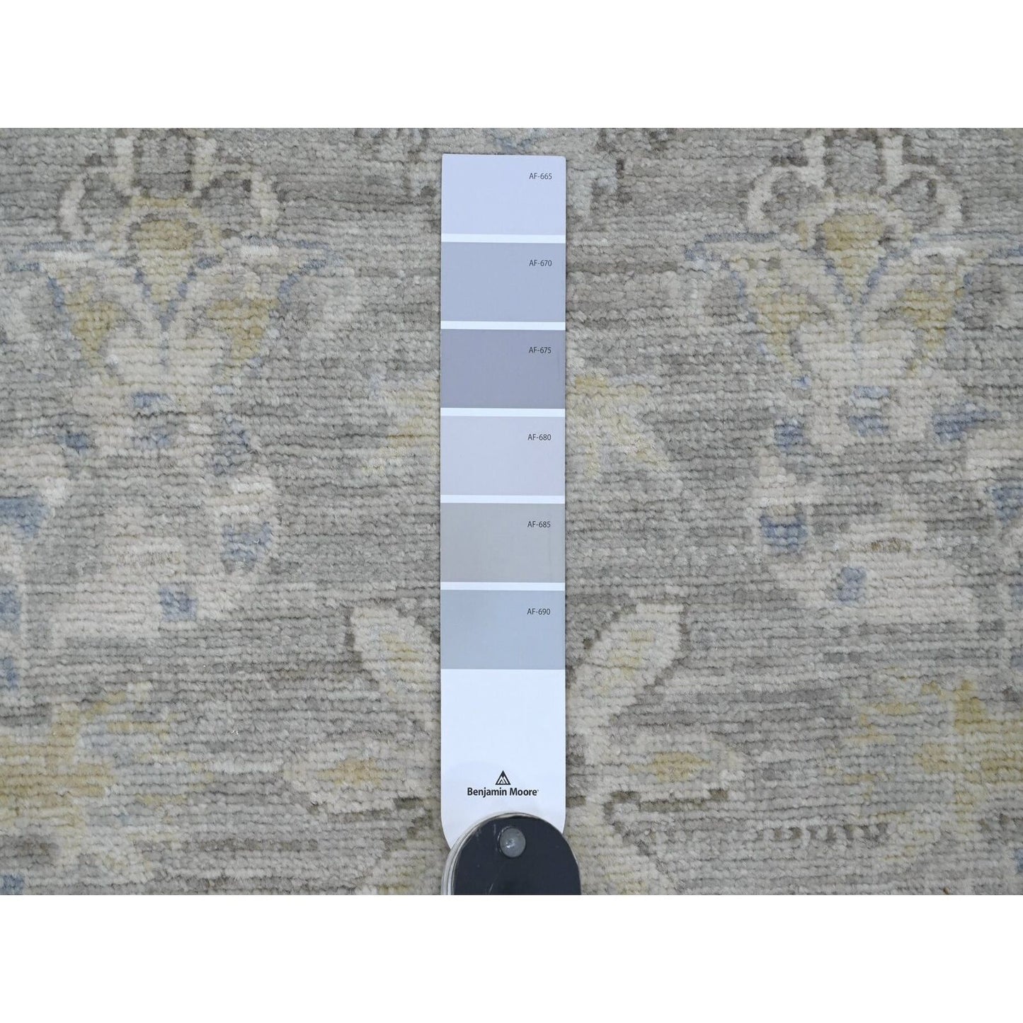 2'8"X11'9" Gray Washed Out Peshawar Hand Knotted Pure Wool Runner Rug