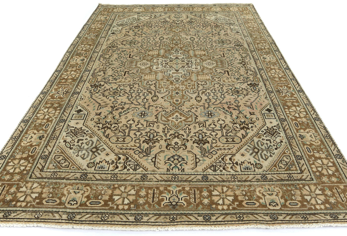Vintage Oriental Rug Muted Floral Classic Carpet