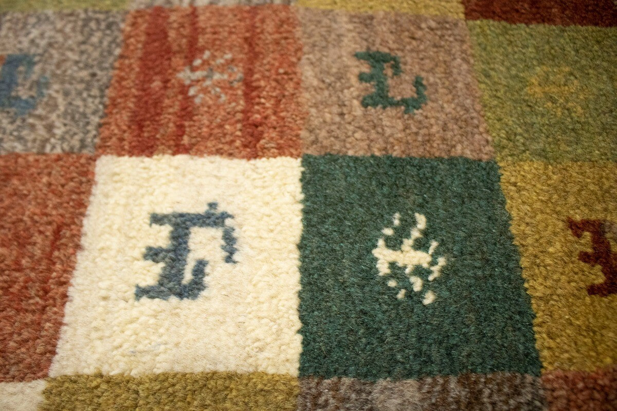 2X3 Ft Hand-Knotted Multicolored Gabbeh Rug Plush