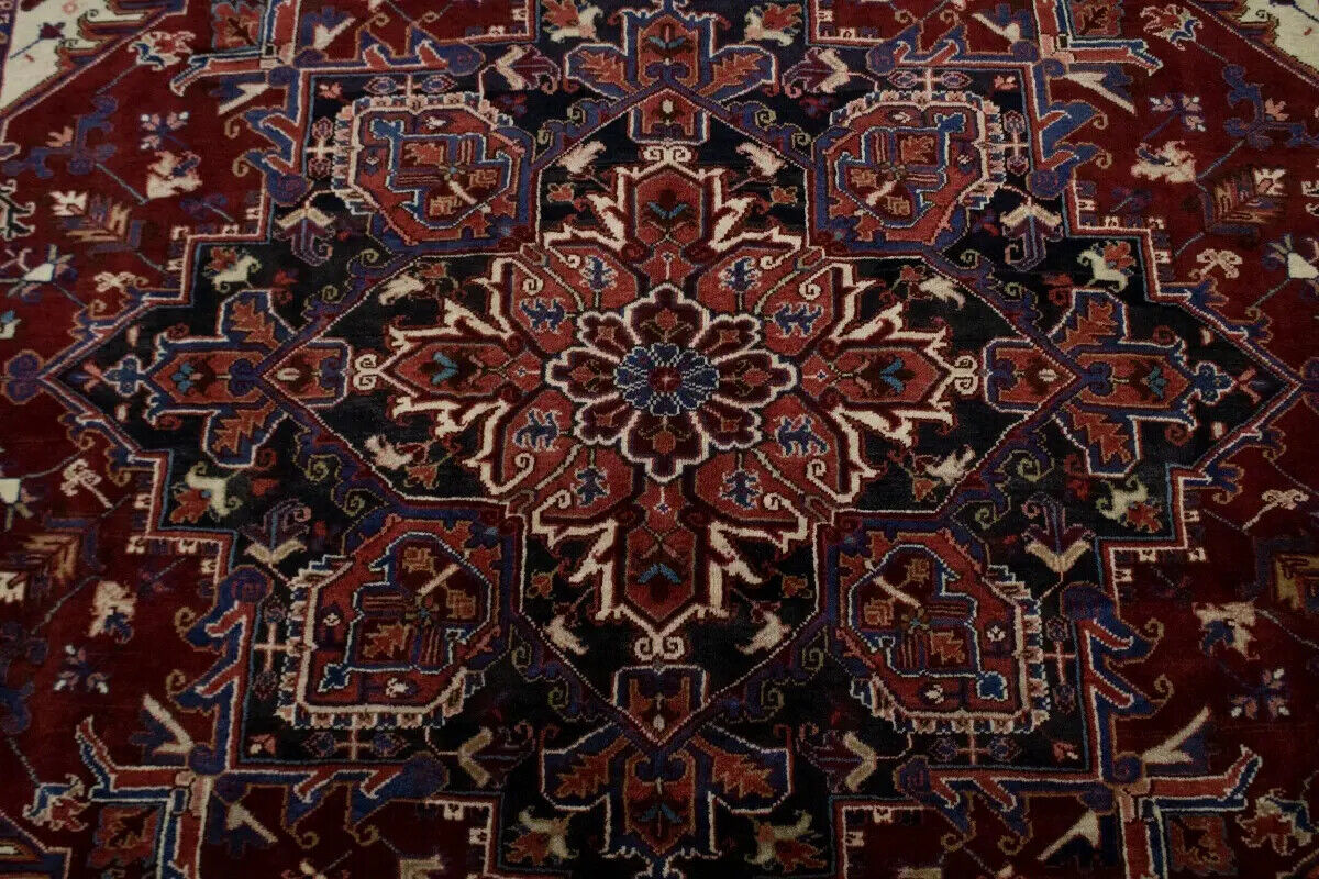 8X11 ft One of a Kind Vintage Geometric Wool Rug