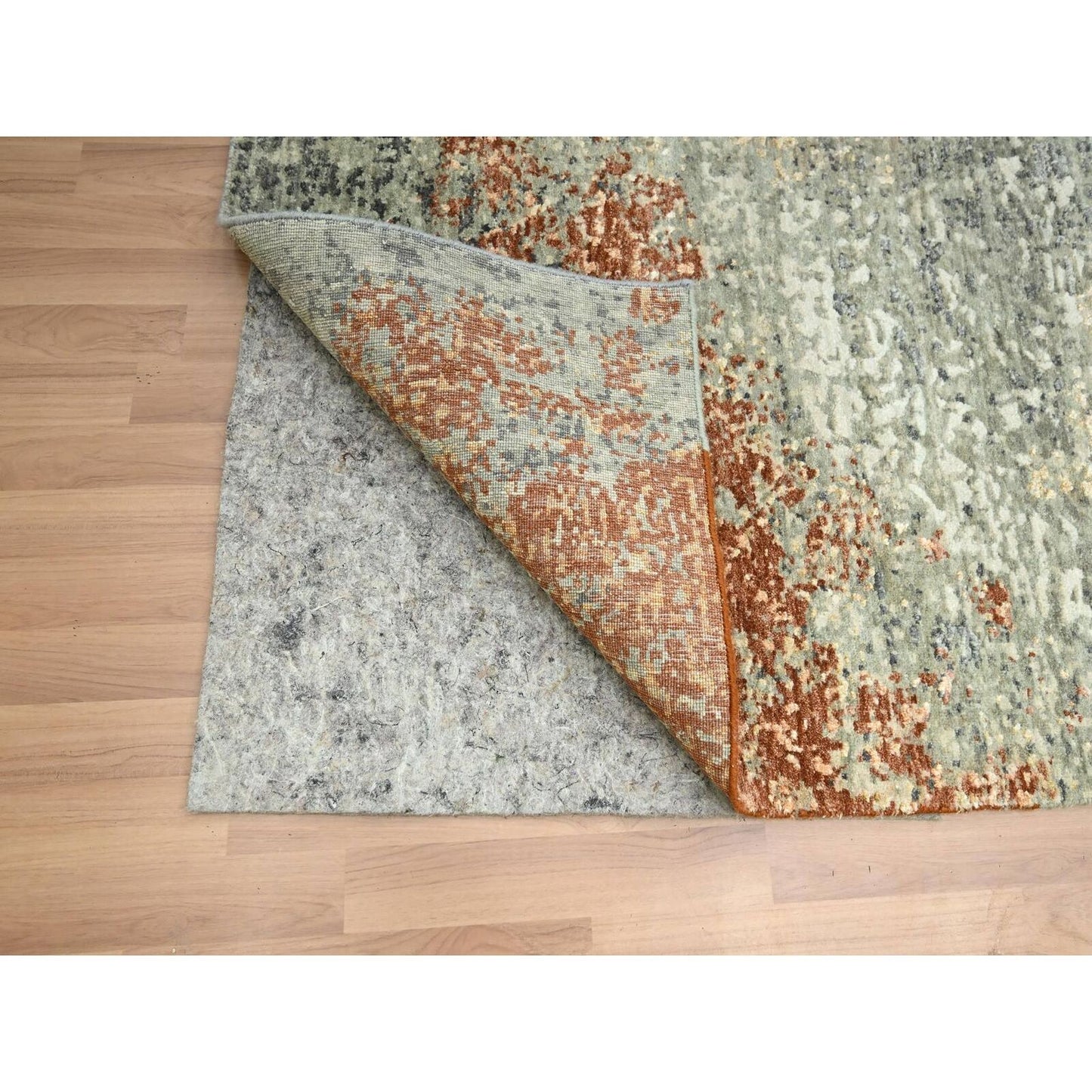 8'X10'6" Rust Red Zoroastrian Knot Abstract Design Wool Hand Knotted Rug