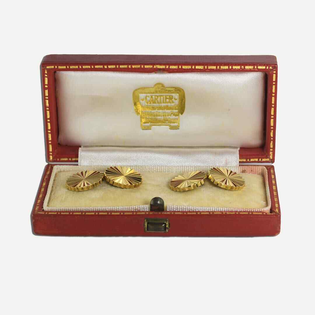 18K Yellow Gold Vintage Cartier Gold Cufflinks