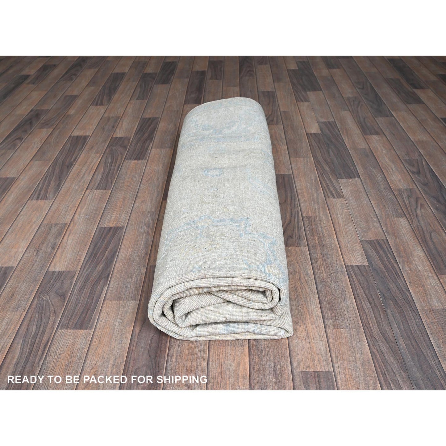 7'9"X9'10" Bone White Washed Out Peshawar Pure Wool Hand Knotted Rug