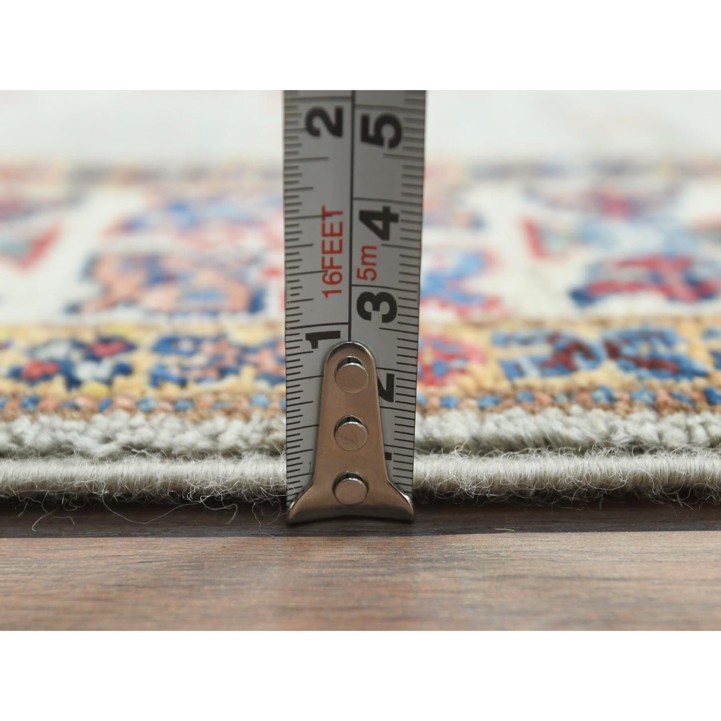 2'7"X8'5" Ash Gray Soft Wool Hand Knotted Afghan Super Kazak Runner Rug