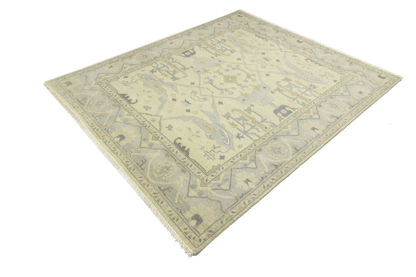 Large Handmade Oushak Oriental Rug Floral Design