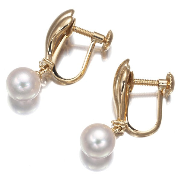 Tasaki Earrings Akoya Pearl Pearl Diamond 18K 750