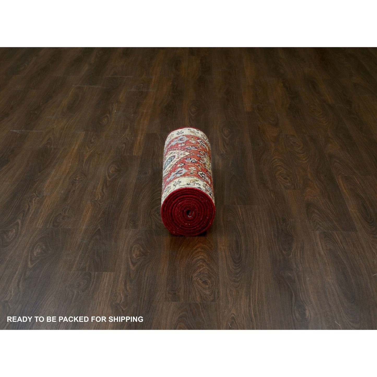 2'7"X12' Red Karjihooz Design Pure Wool Hand Knotted Runner Rug