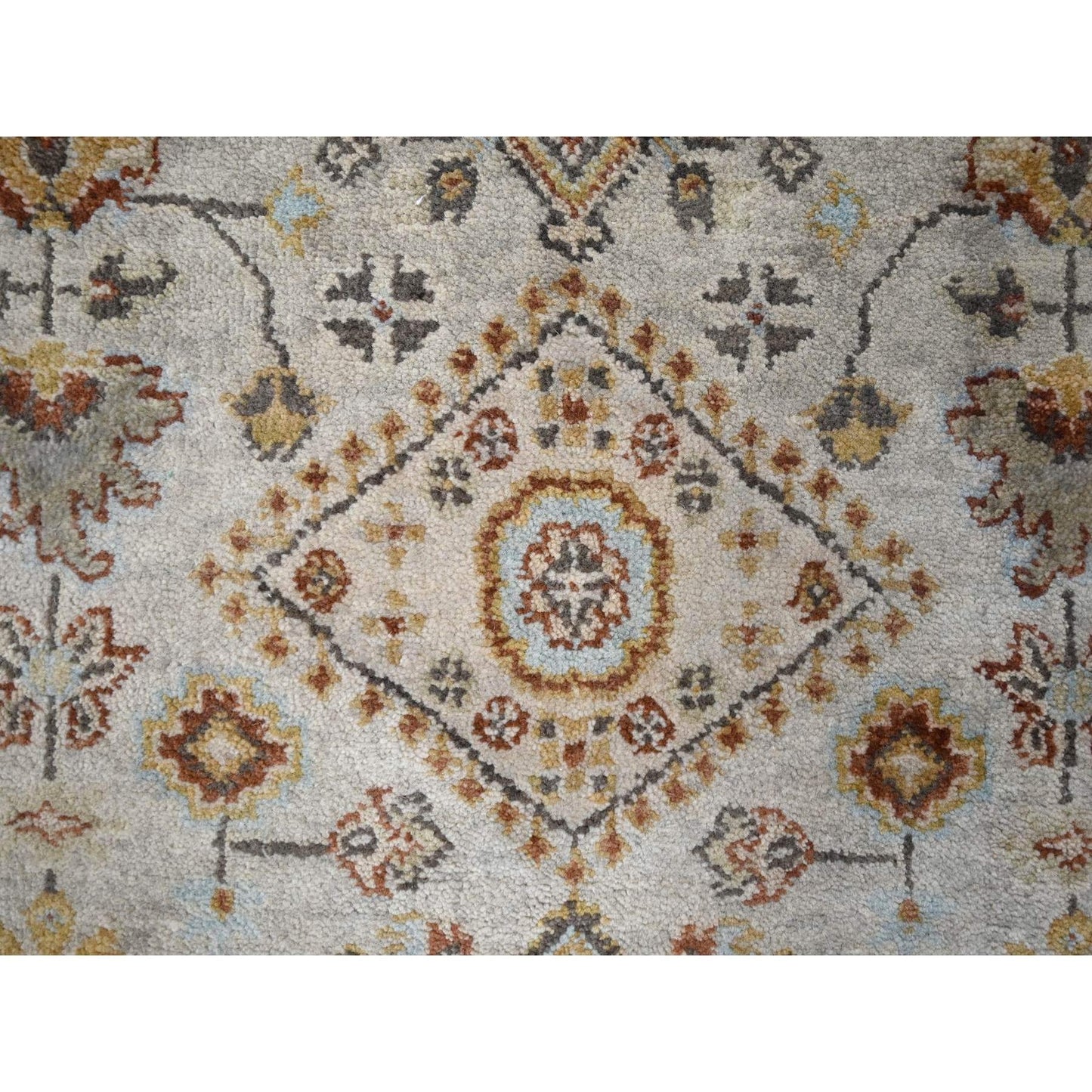 2'8"X12' Timberwolf Gray Karjihooz Design Hand Knotted Wool Runner Rug