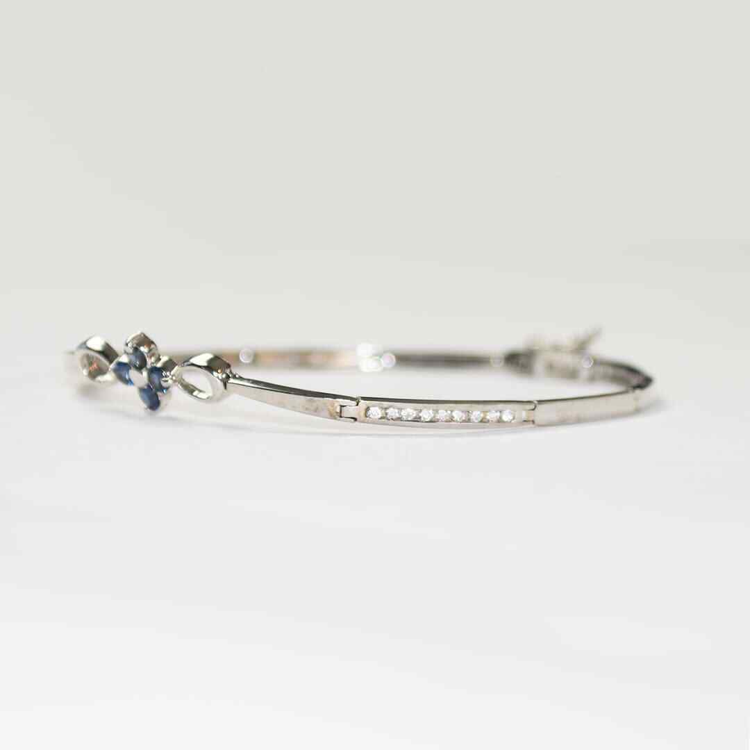 14K White Gold Sapphire And Diamond Bracelet