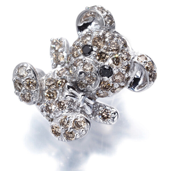 Black&Brown Diamond 0.50Ct Teddy Bear Pendant 18K