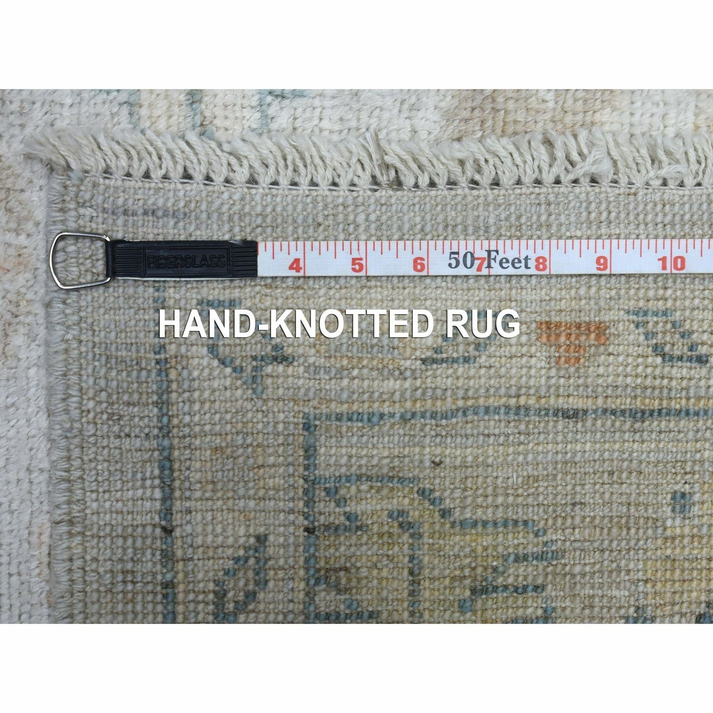 6'X8'9" Afghan Angora Oushak Organic Wool Hand Knotted Gray Rug