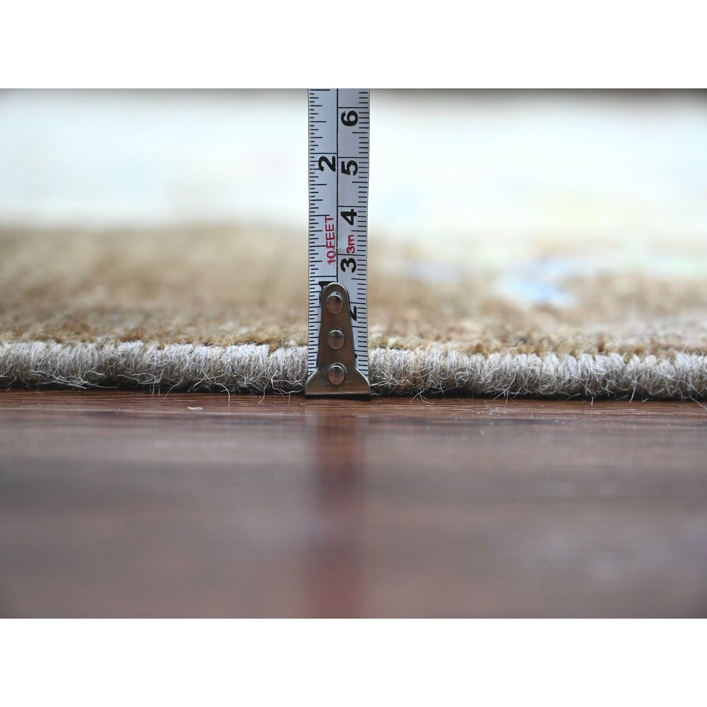 7'10"X10'1" White Chinese Art Deco Inspire Peshawar Hand Knotted Wool Rug