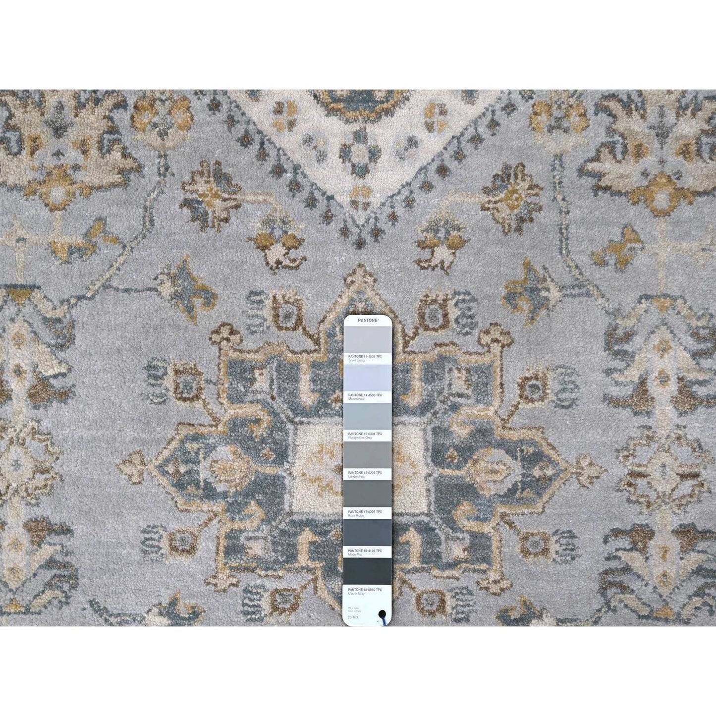 10'X13'9" Rainer Gray Karajeh Geometric Design Hand Knotted 100% Wool Rug