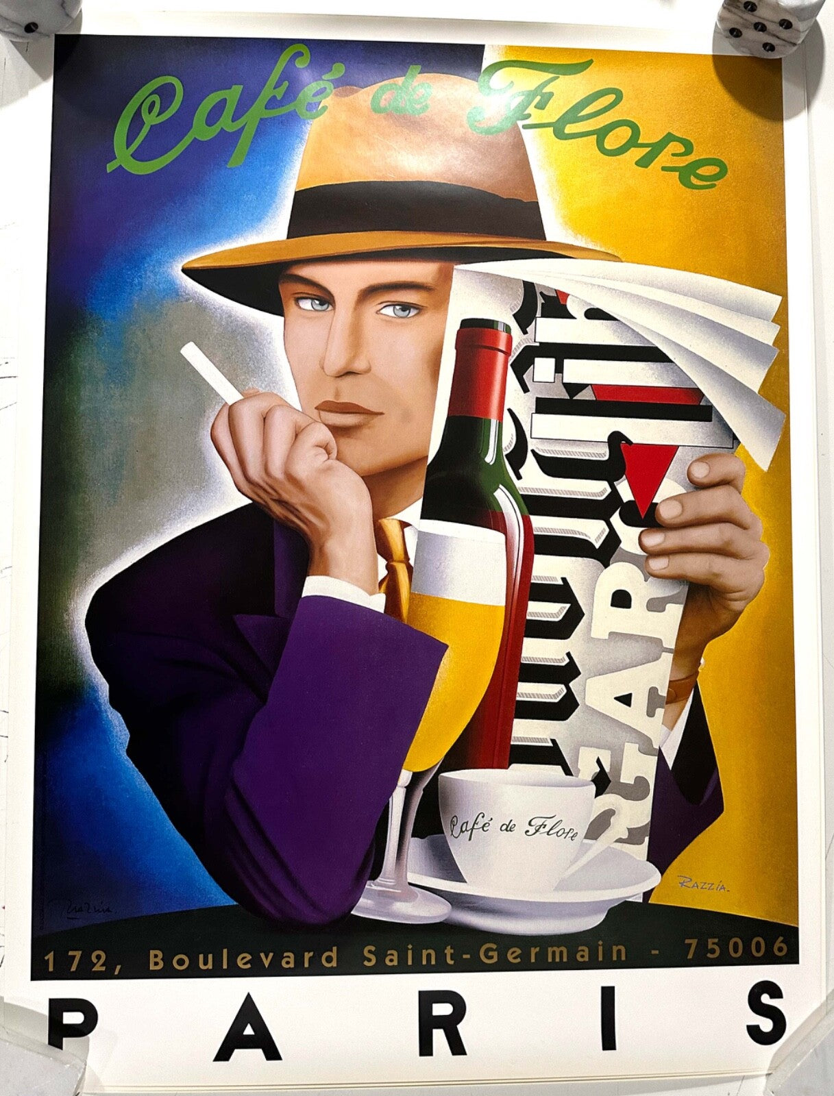 Cafe De Flore Razzia 2004 Poster Authentic Original Hand Signed