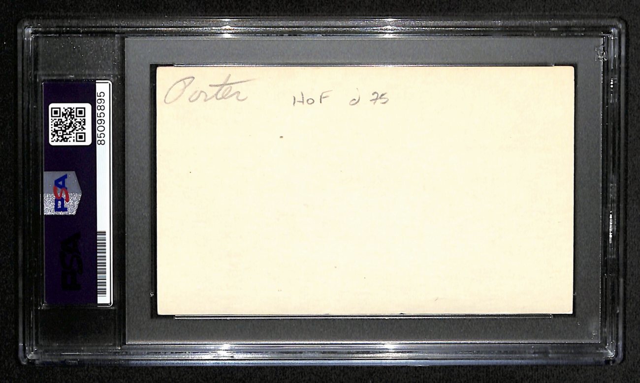 H.V. Porter Hof Signed 3X5 Index Card Coined