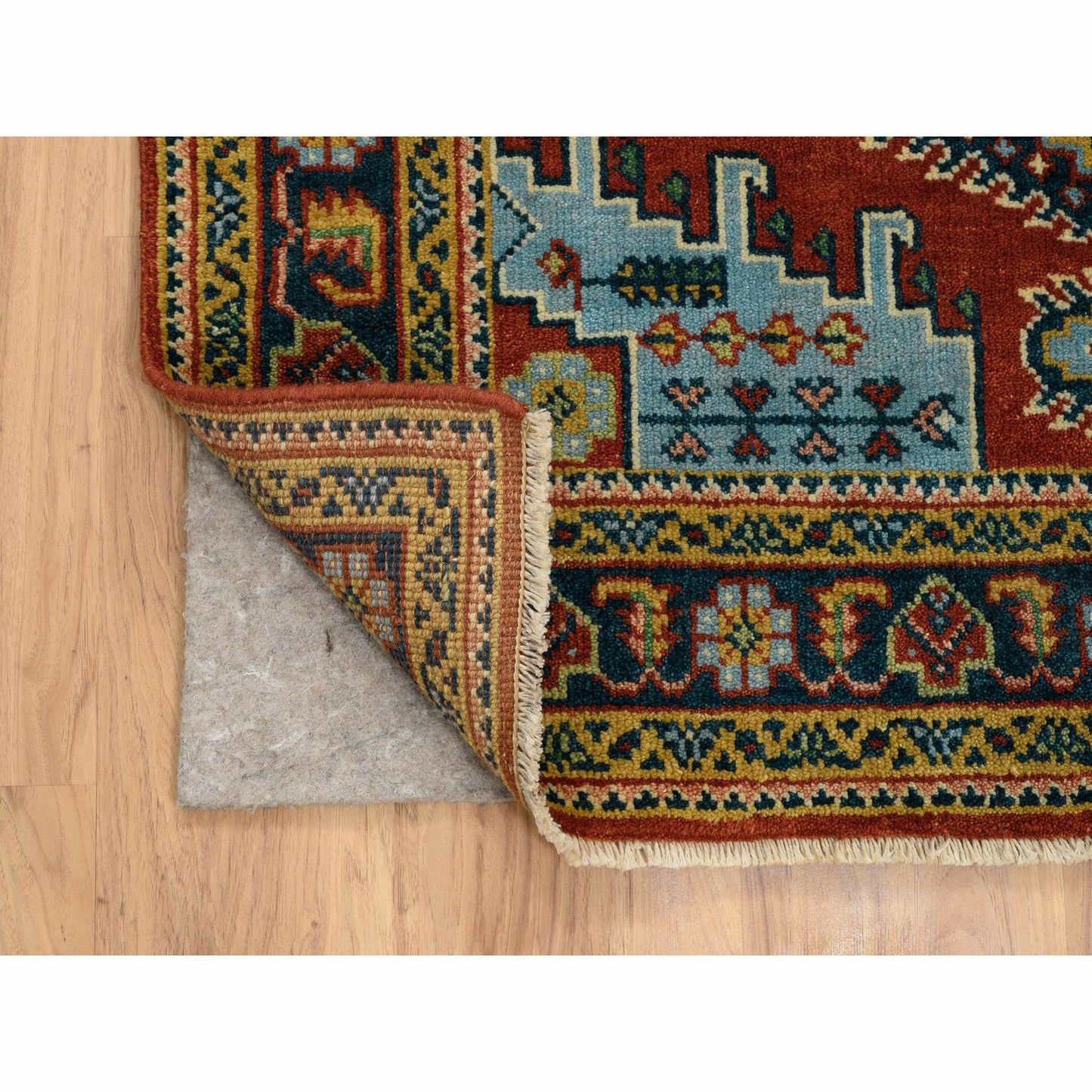4'X10' Brick Red Wool Hand Knotted Farsian Viss Design Wide Runner Rug