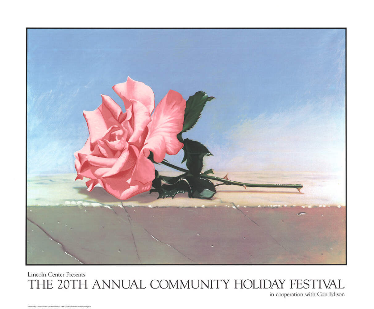 John Kelley Andalusia Rose " Serigraph Contemporary Pink, Green, Bl