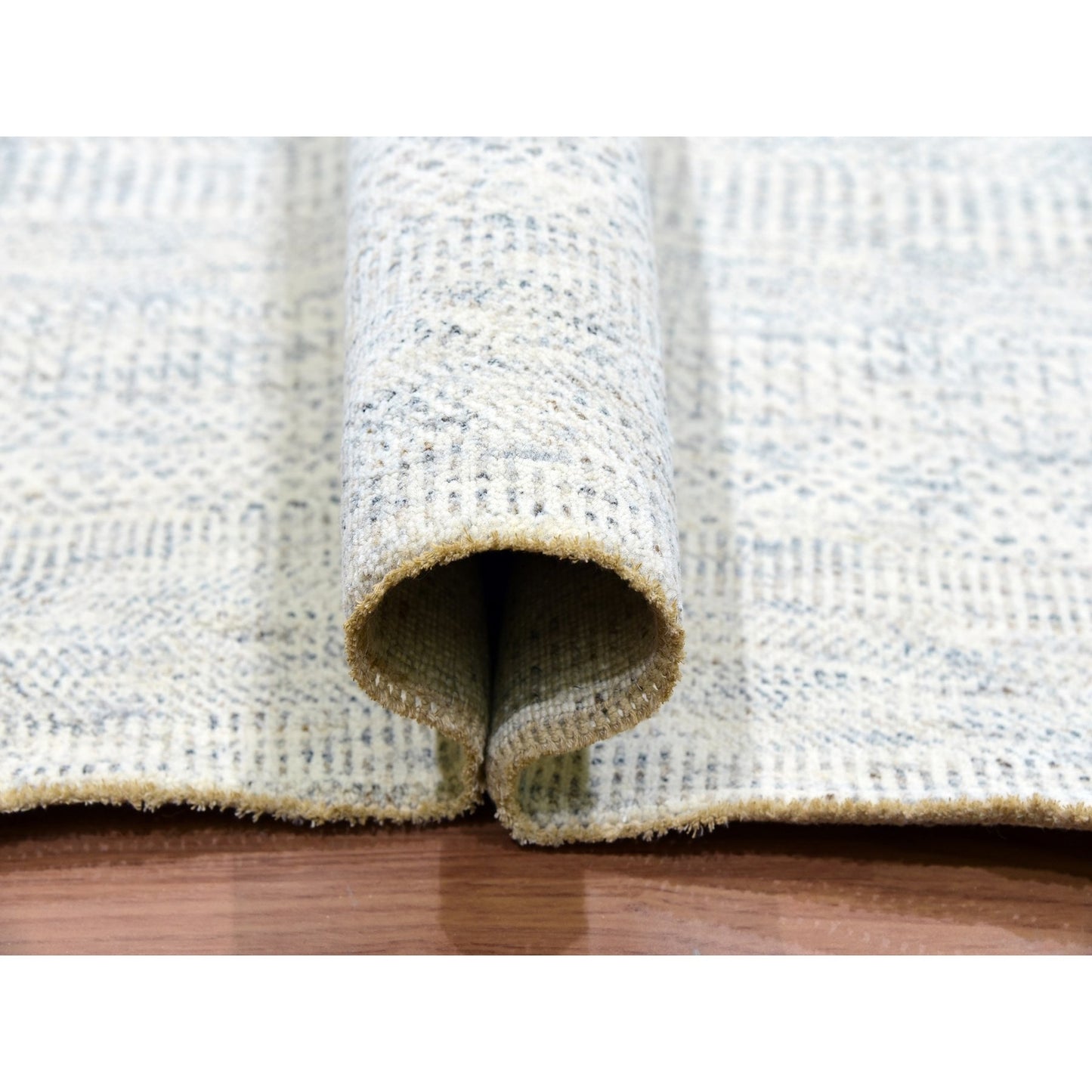 10'1"X14' Nimbus Gray Hand Knotted Grass Design Shabby Chick Oriental Rug