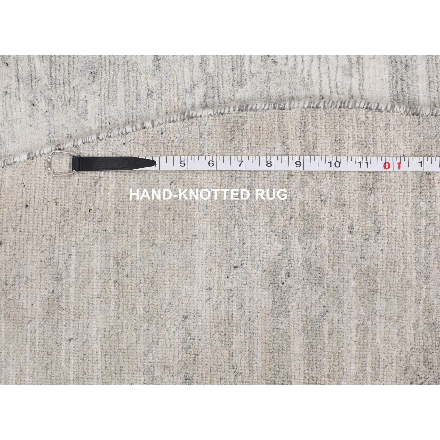 6'X6' Hand Spun Undyed Natural Wool Modern Round Hand Knotted Rug