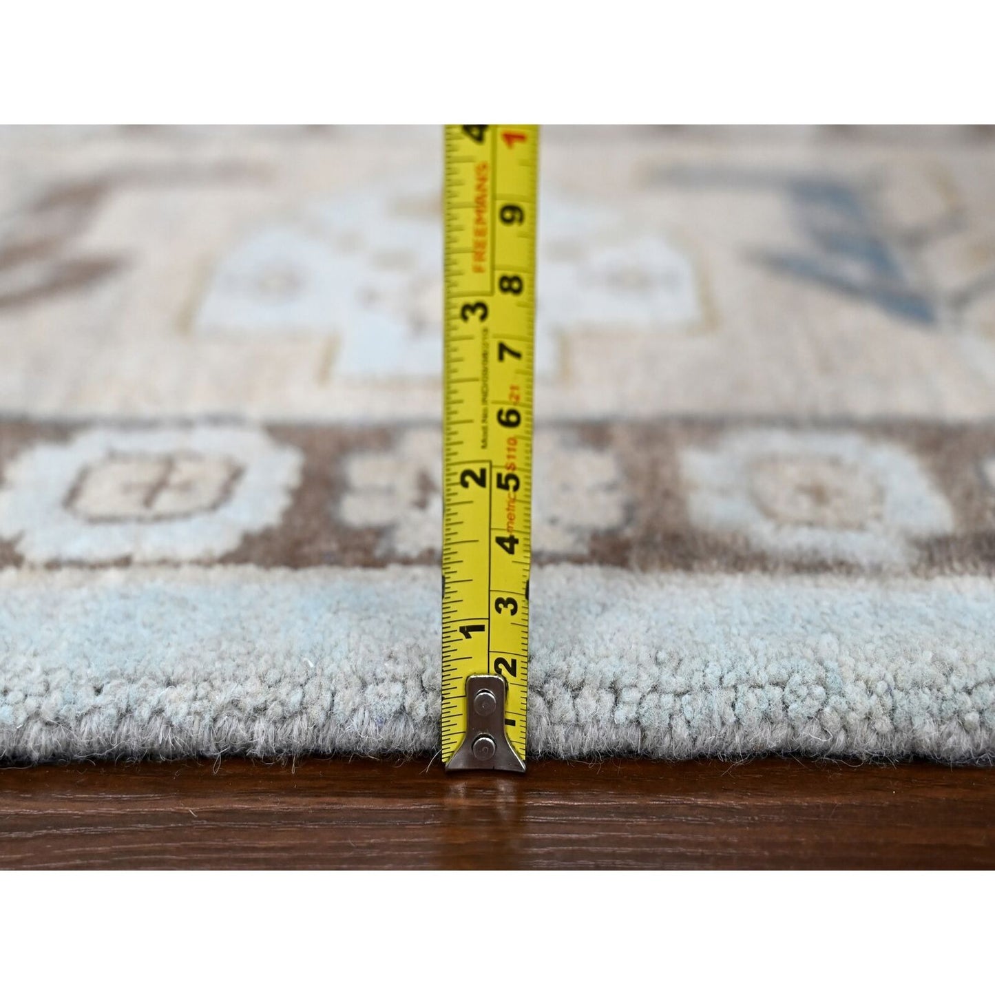 10'X14' Lazy Gray Hand Knotted Zoroastrian Village Inspired Geometric Rug