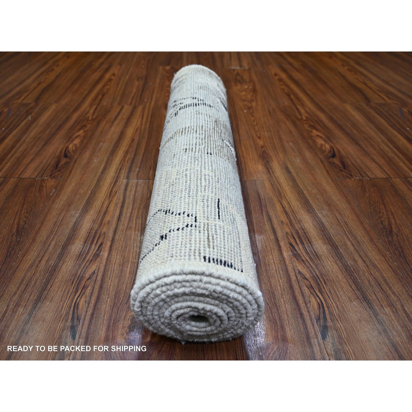 2'7"X9'9" Ivory Moroccan Berber Design Wool Hand Knotted Runner Rug