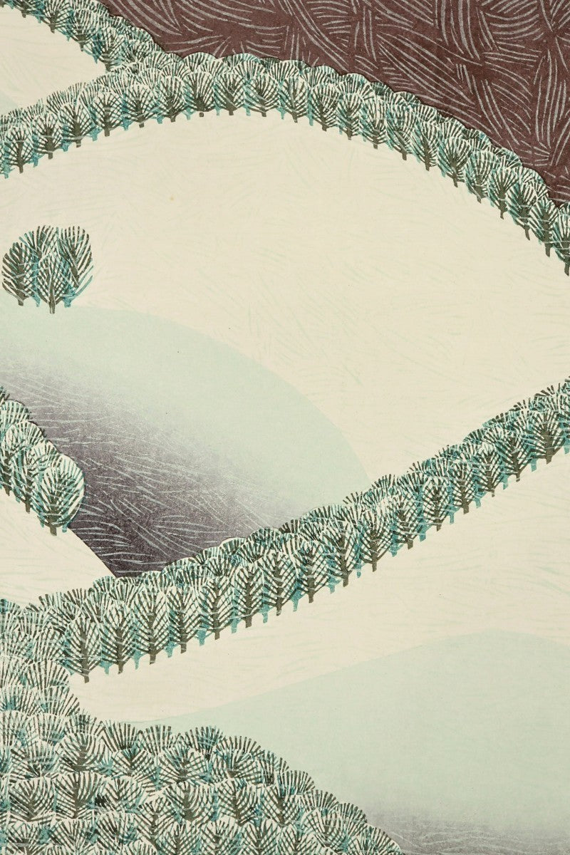 Munenori Makino Woodblock Print "Snowy Mountain Light" 1981 A.P Signed Japan